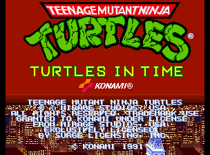 Teenage Mutant Ninja Turtles - Turtles in Time (4 Players ver UAA) Title Screen